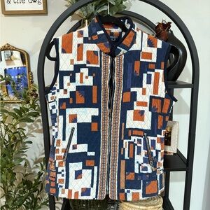 Averardo Bessi Women's Quilted Vest - Blue and Orange size 8